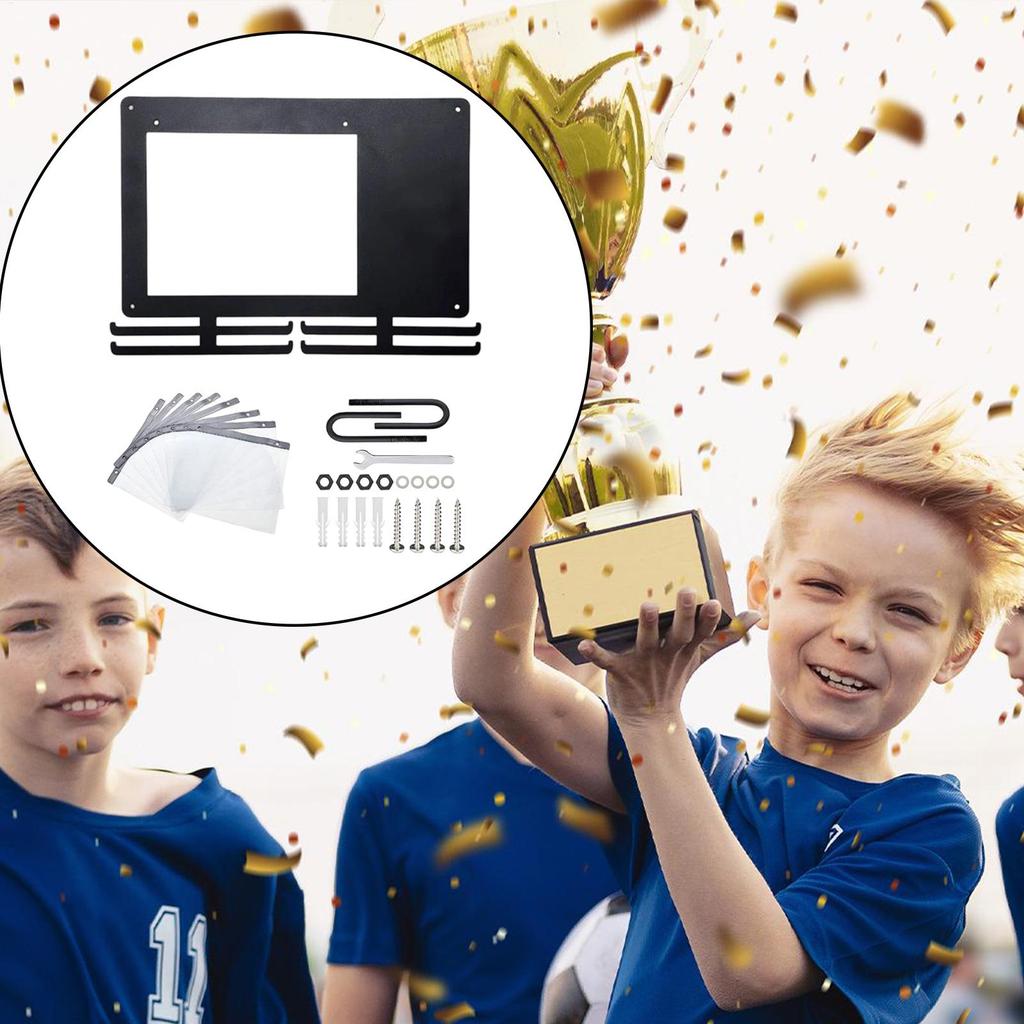 Award Holder Metal Rack With 10 Bib Bags Award Wall Mount For Runner Race Sports Soccer Swimming Tennis Basketball Storage