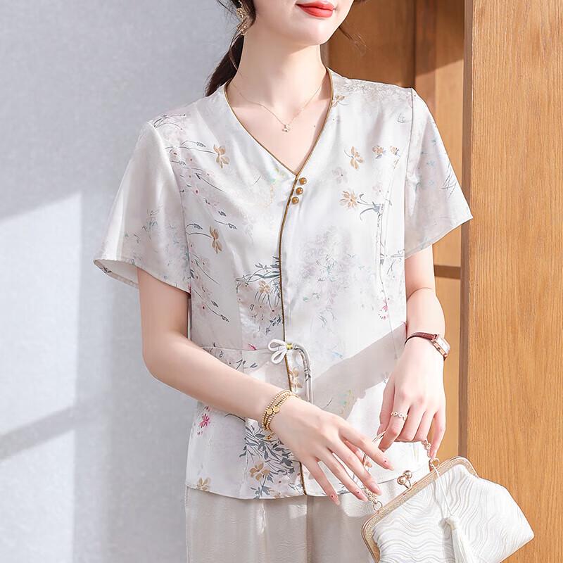XUEXI Women s Summer Chiffon Floral Blouse 2XL