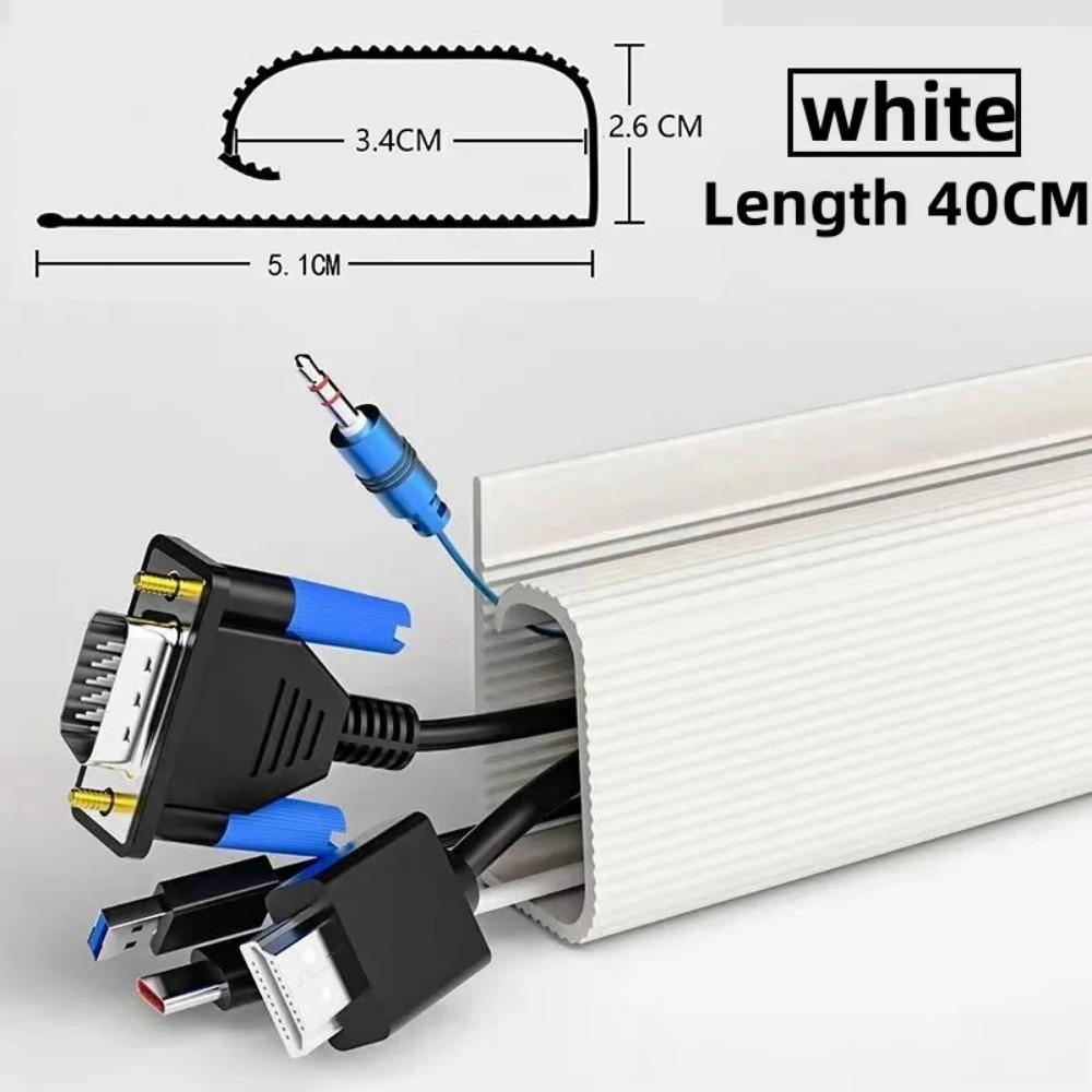 1pc 40cm/15.74in PVC Desk Cable Organizer Cable Management Accessories Cable Protecter No Drilling Under Desk Management Tray