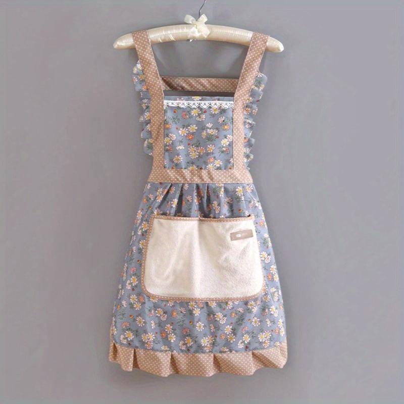 

1Pc Women s Floral Pattern Home Apron With Pocket, Adjustable Apron For Kitchen, Cooking, Baking, Grilling, Chef s Apron рожевий