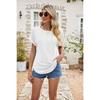 2026 Summer New Hollow-Out Round Neck Short Sleeve Women's Casual Solid Color T-Shirt
