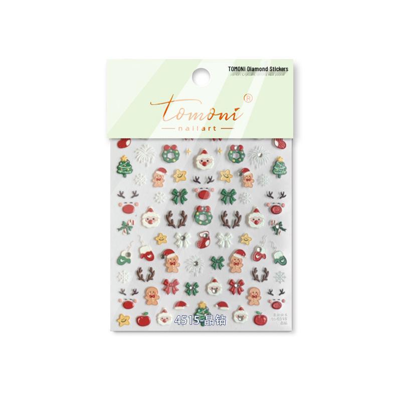 Crystal Diamond Nail Art Stickers - Colorful Christmas Ball Theme