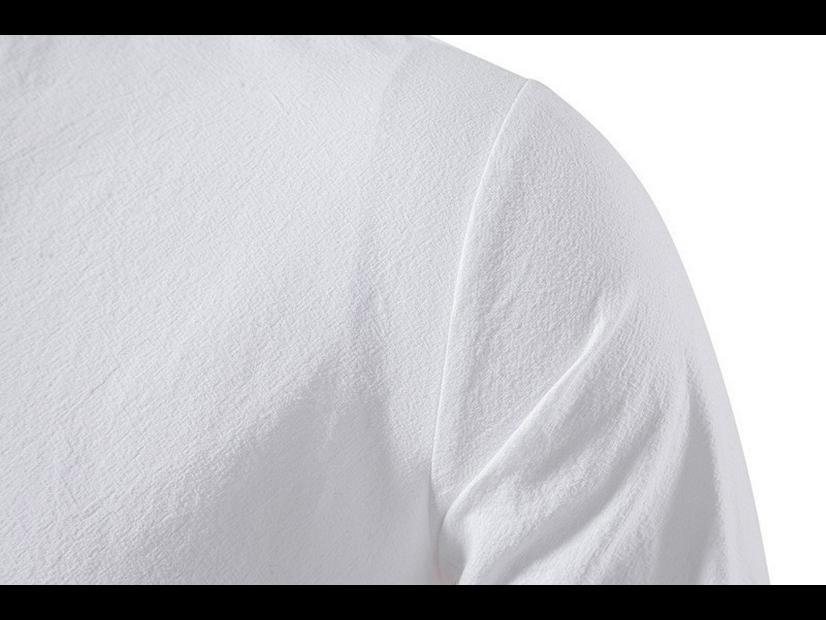 Chemise Henley en coton pour homme, à manches longues, décontractée, avec col montant et cordon de serrage.