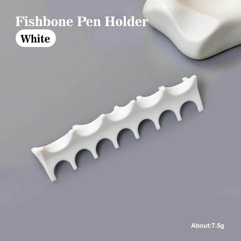 1PCS Silicone Fishbone Nail Pen Holder Brush Rack Shelf UV Gel Brush Display Stand Makeup Painting Pen Rest Organizer Stander белый