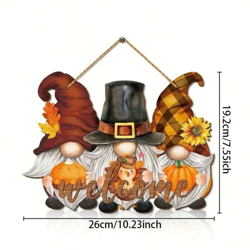 Autumn Thanksgiving Sunflower Welcome Sign, Mini Dwarf Wooden Hanging Decor for Indoor Outdoor, Porch Wall Decorations