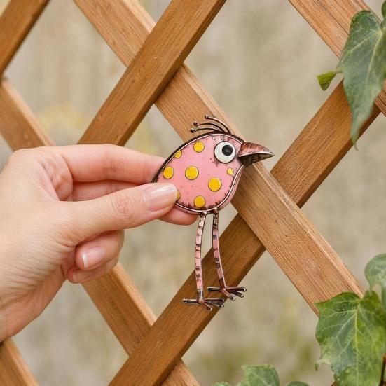 Baizihuahu 3 Stück Holzvögel Wandkunst Dekor, Antike Vogel-Hängefiguren, Lustige Langbein-Skulptur, Boho Bauernhaus Dekorationen für den Außenbereich Garten