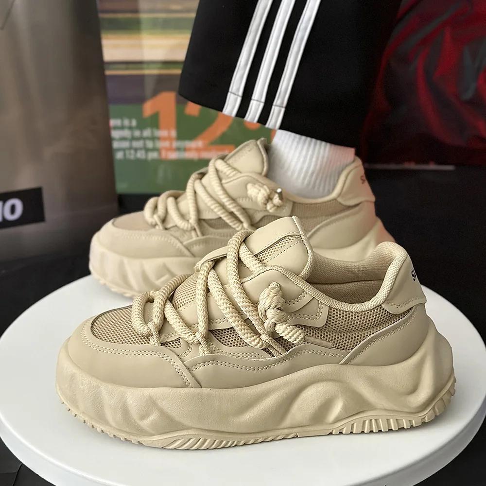 New Exquisite Men's Sneakers High Quality Casual Sports Shoes Thick Bottom Outdoor Thick Bottom Height Increasing Running Shoes