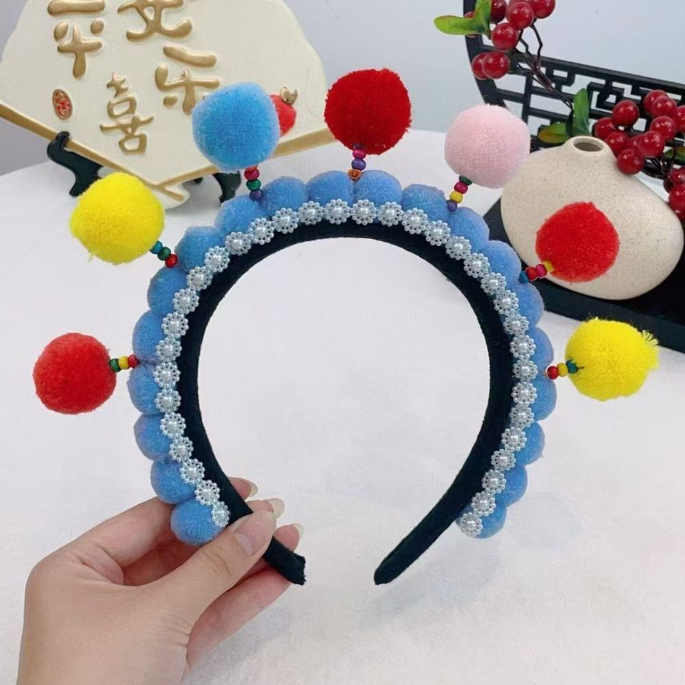 Pearl Beijing Opera Headband Tang Suit Hair Hoop Ancient Style Red Hairband  Children
