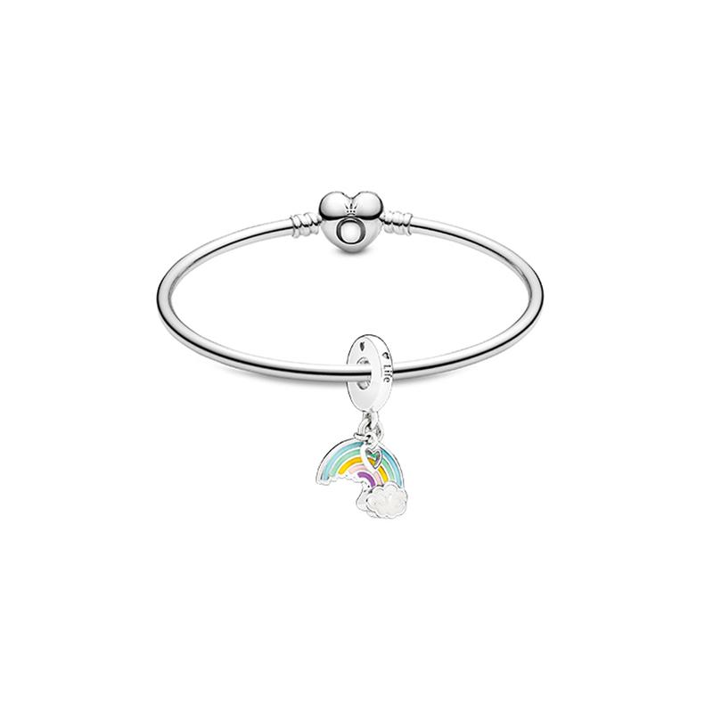 Pandora Colorful Rainbow Pendant Temperament 925 Silver Enamel Bracelet Women s Silver ZT2546 серебряный