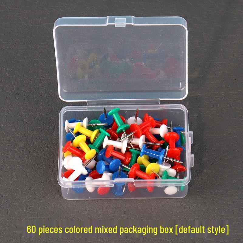 Коробка из 60 цветных кнопок для пробковых досок
