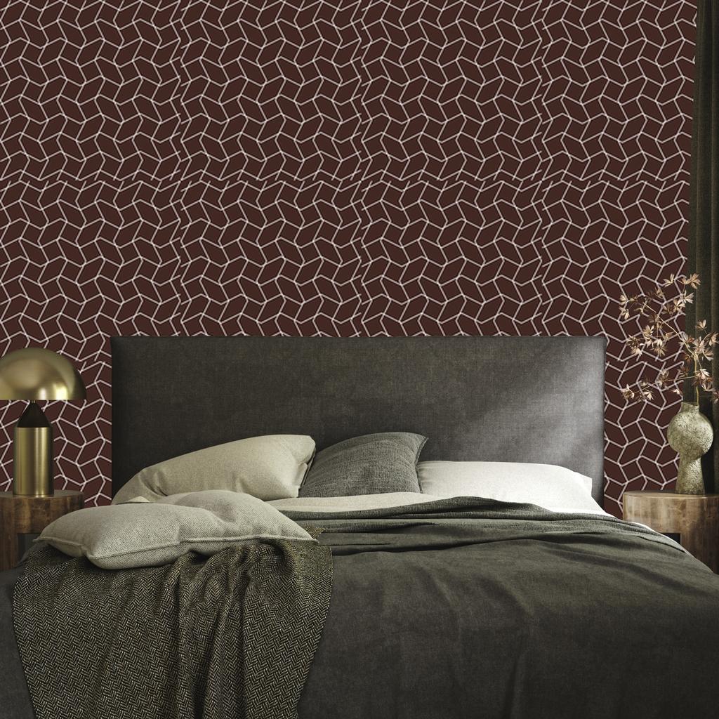 Wallpaper Geometric Pattern Burgundy and Red for Living Room and Bedroom 50x1000