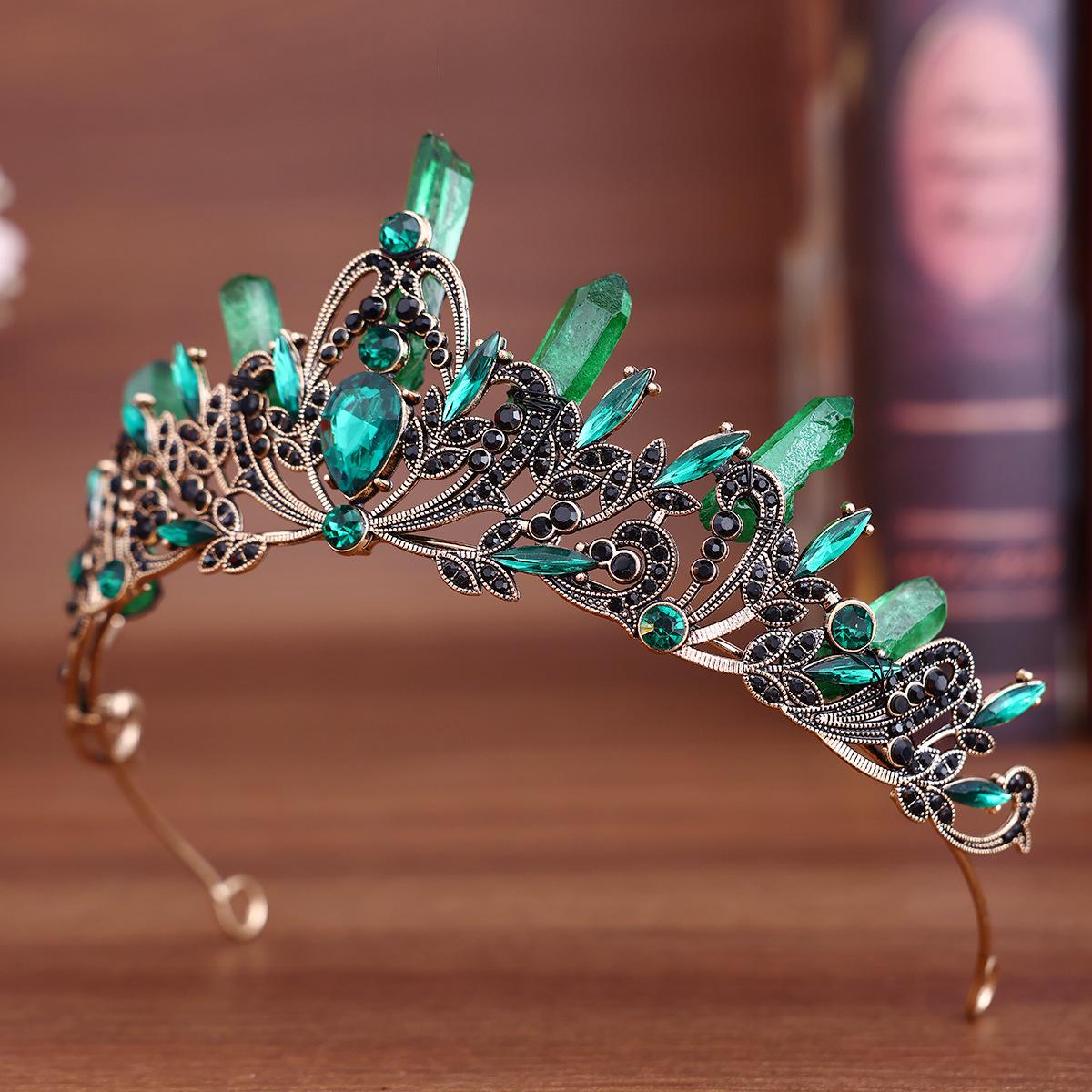 

Свадебный головной убор для женщин, свадебная корона, день рождения девушки, ослепительные диадемы, аксессуары зелёный