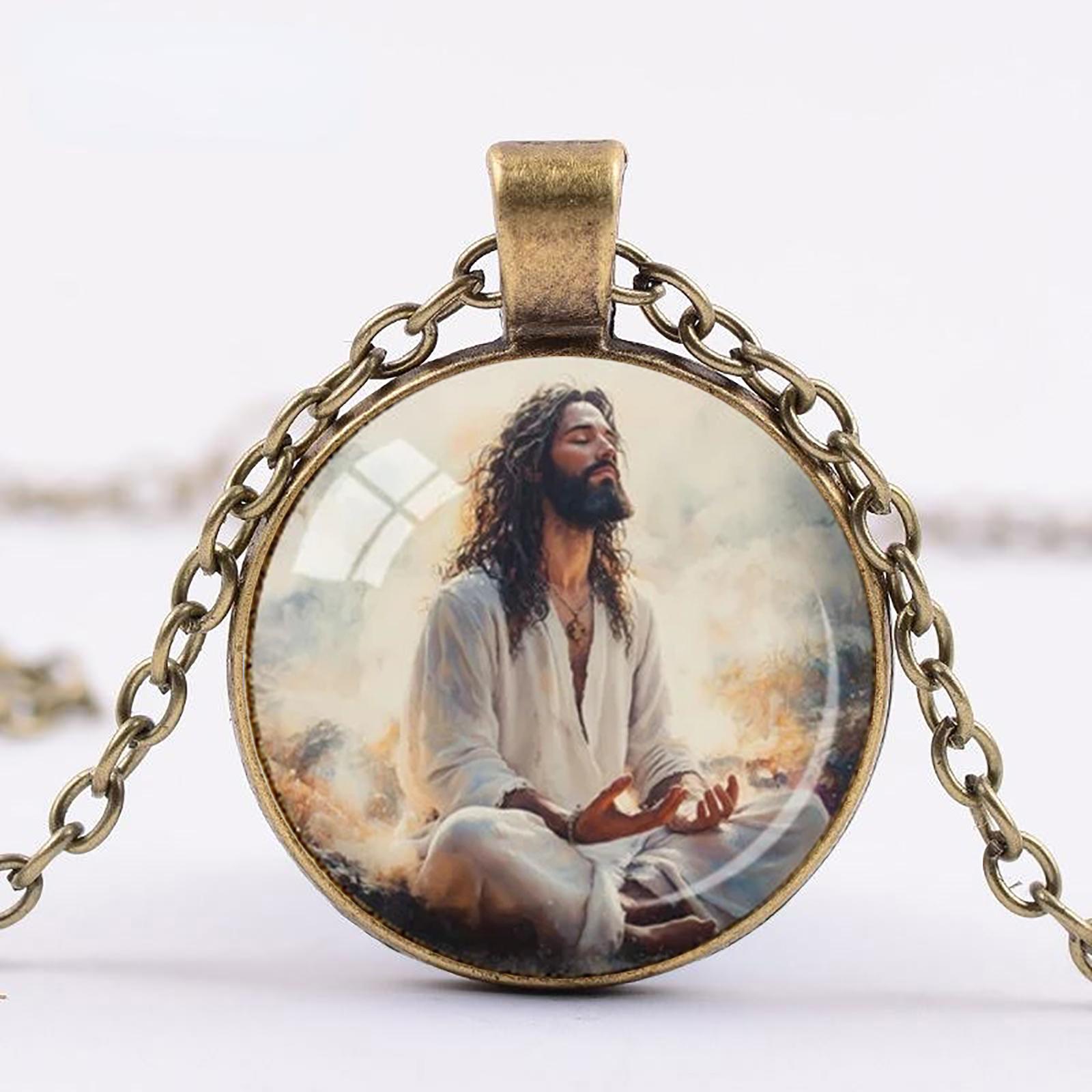 

Подвеска-ожерелье в религиозном стиле с Иисусовой молитвой, подвеска из стекла с драгоценным камнем времени, духовное украшение, подходящее для повседневной носки и праздничных подарков