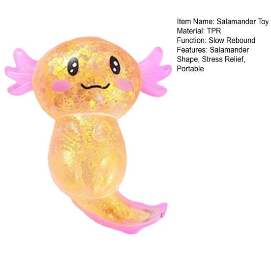 Glitter Salamander Squeeze Toy Stress Relief Cartoon Salamander Sugar Ball Sensory Toy Decompression Clear Animal Fidget Toy
