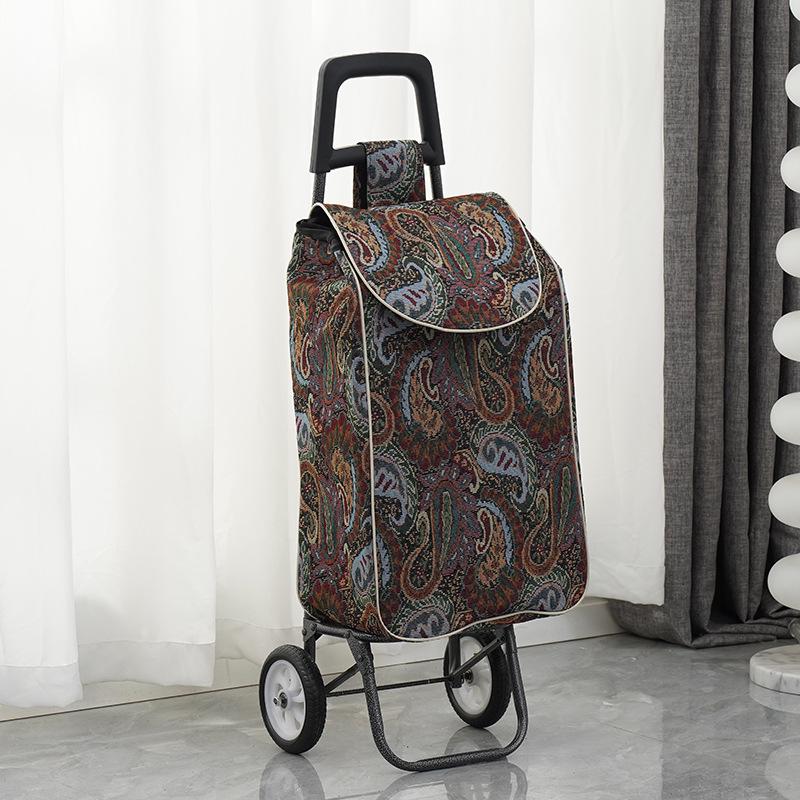 Foldable Ethnic-Style Shopping Cart for Groceries and Luggage