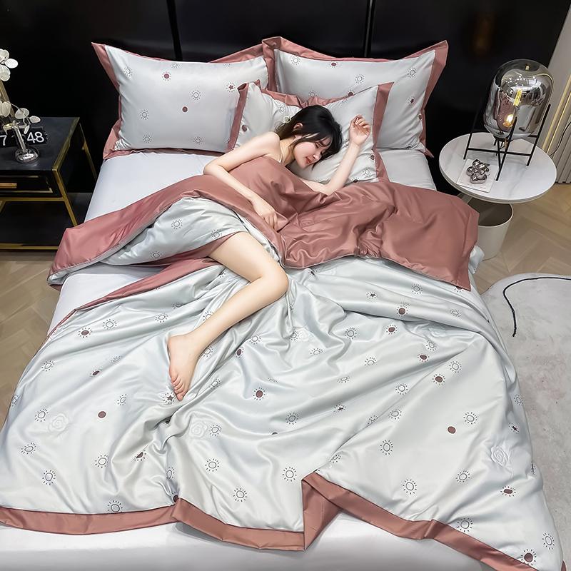 

Ice Silk Quilted Summer Bed Sheet Queen Size Soft Comfortable Machine Washable 150x200 4pc Blanket Set 150x200cm 1pc quilt