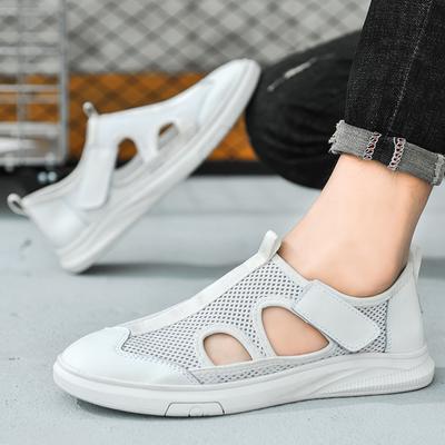 Lightweight Men Sandals Wearable Anti-slip Deodorant Baotou Beach Genuine Leather Casual Sandals Youth Latest Trend Casual Flats