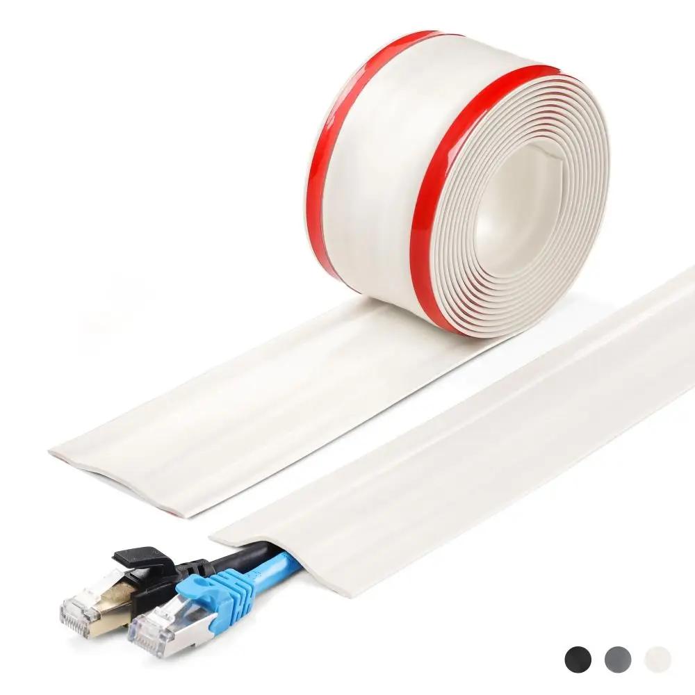 High Quality PVC Floor Cable Cover Self Adhesive Soft Wall Wire Concealer No Drill Universal Line Management Baseboard