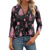 Women's Casual Fashionable Sexy Comfortable V-Neck Christmas Three-Quarter Sleeve Top