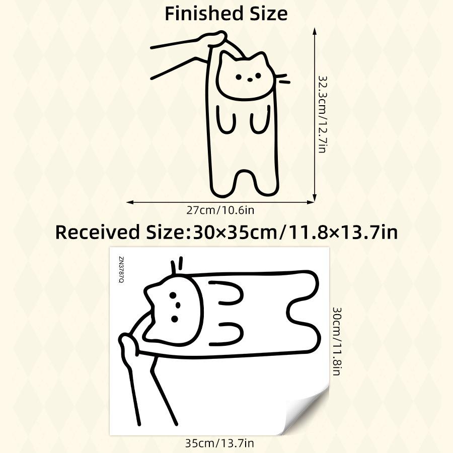 

Cute Line Drawing Cat Window Sticker Cartoon Anime Style Self‑Adhesive for Bedroom Dorm Decor 30x35CM