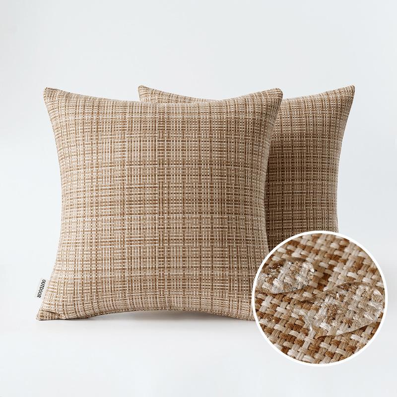 Waterproof Textile Outdoor Throw Pillow Covers Stripe Square Pillowcases Modern Cushion Cases for Patio Couch Bench 45X45CM