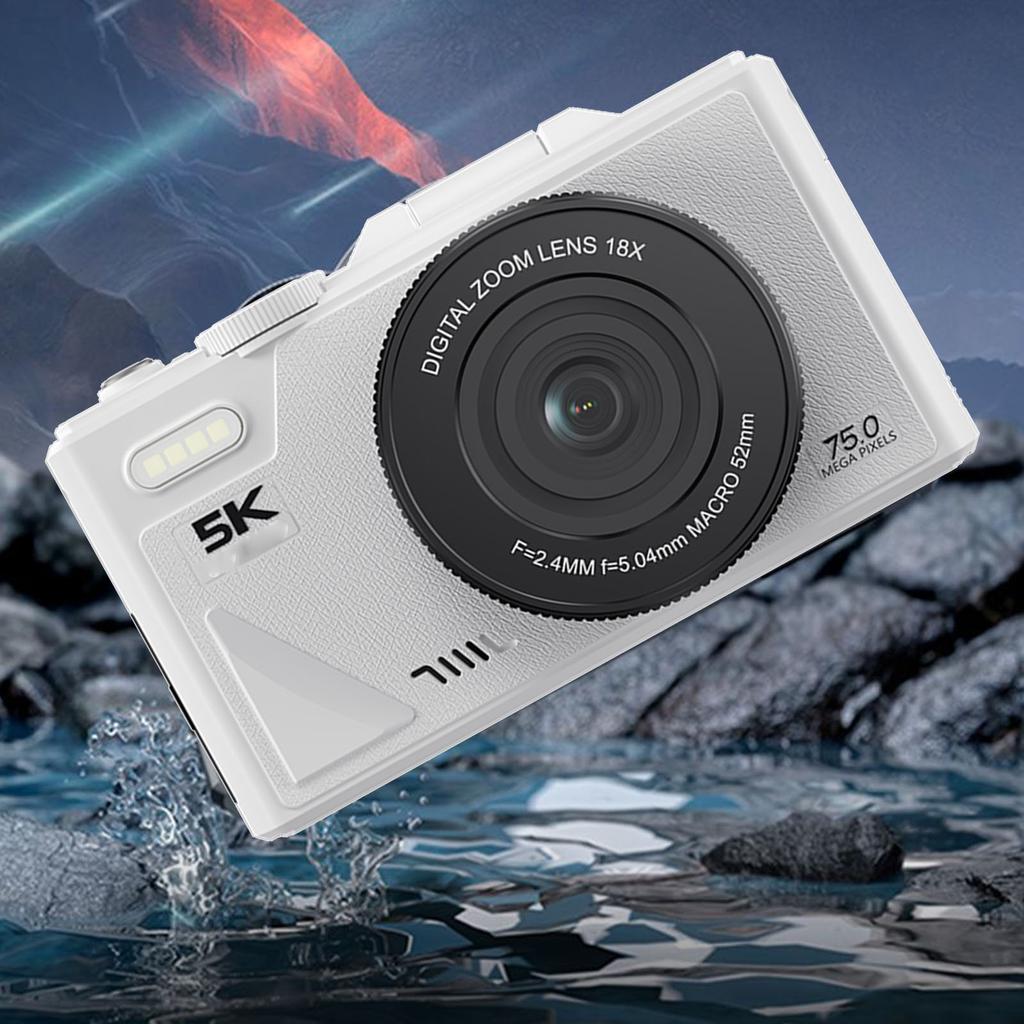Digital Camera 5K 75MP HD 18X Zooming Autofocus 180 Degree   Screen Anti Shake Retro Digital Camera for Selfie Travel