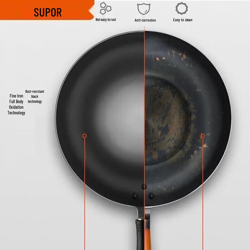 Supor 32cm Enamel Rust-Proof Iron Wok