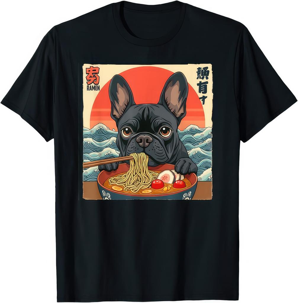 French Bulldog Eating Noodles Raman T Shirt