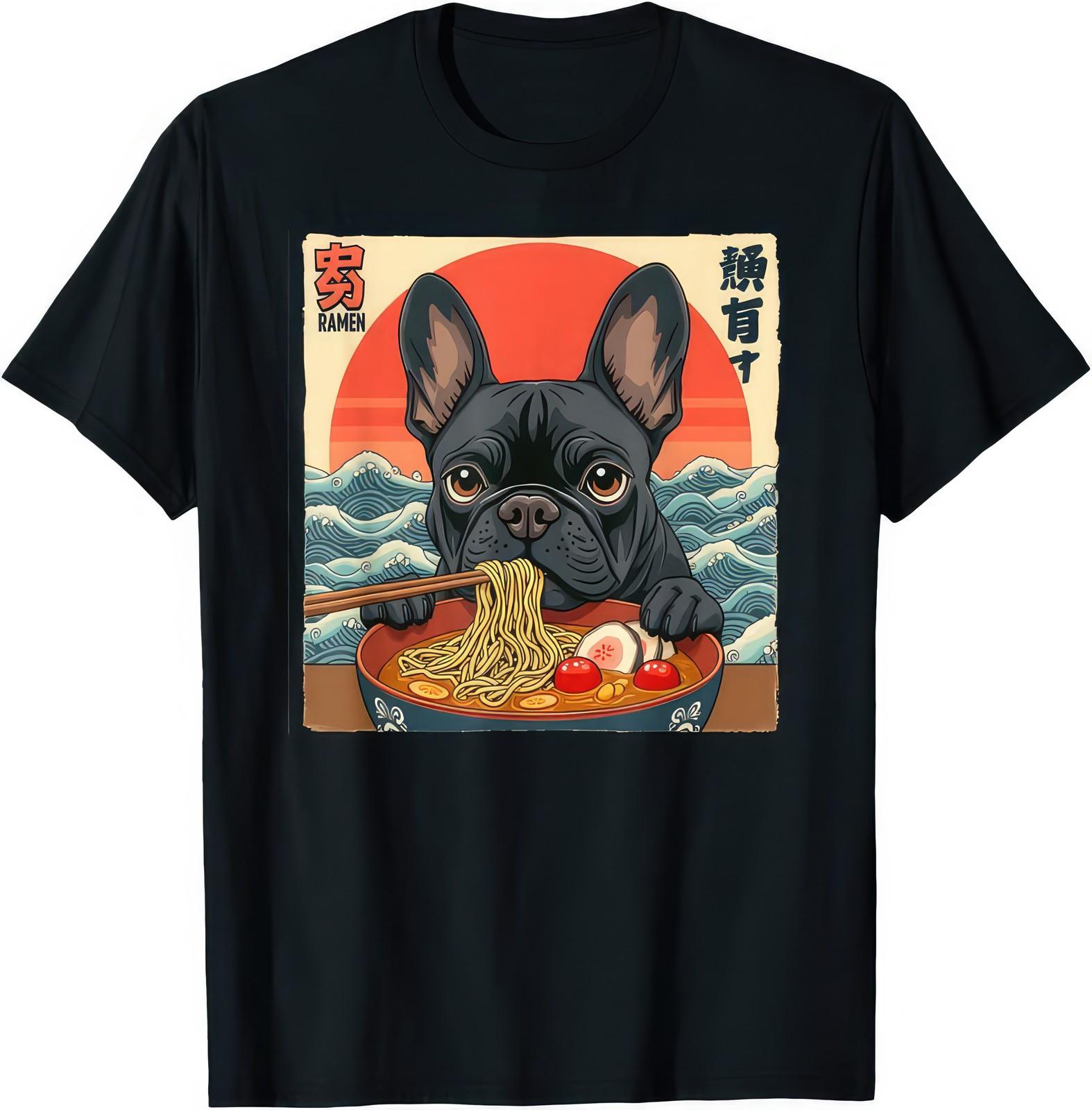 French Bulldog Eating Noodles Raman T Shirt M