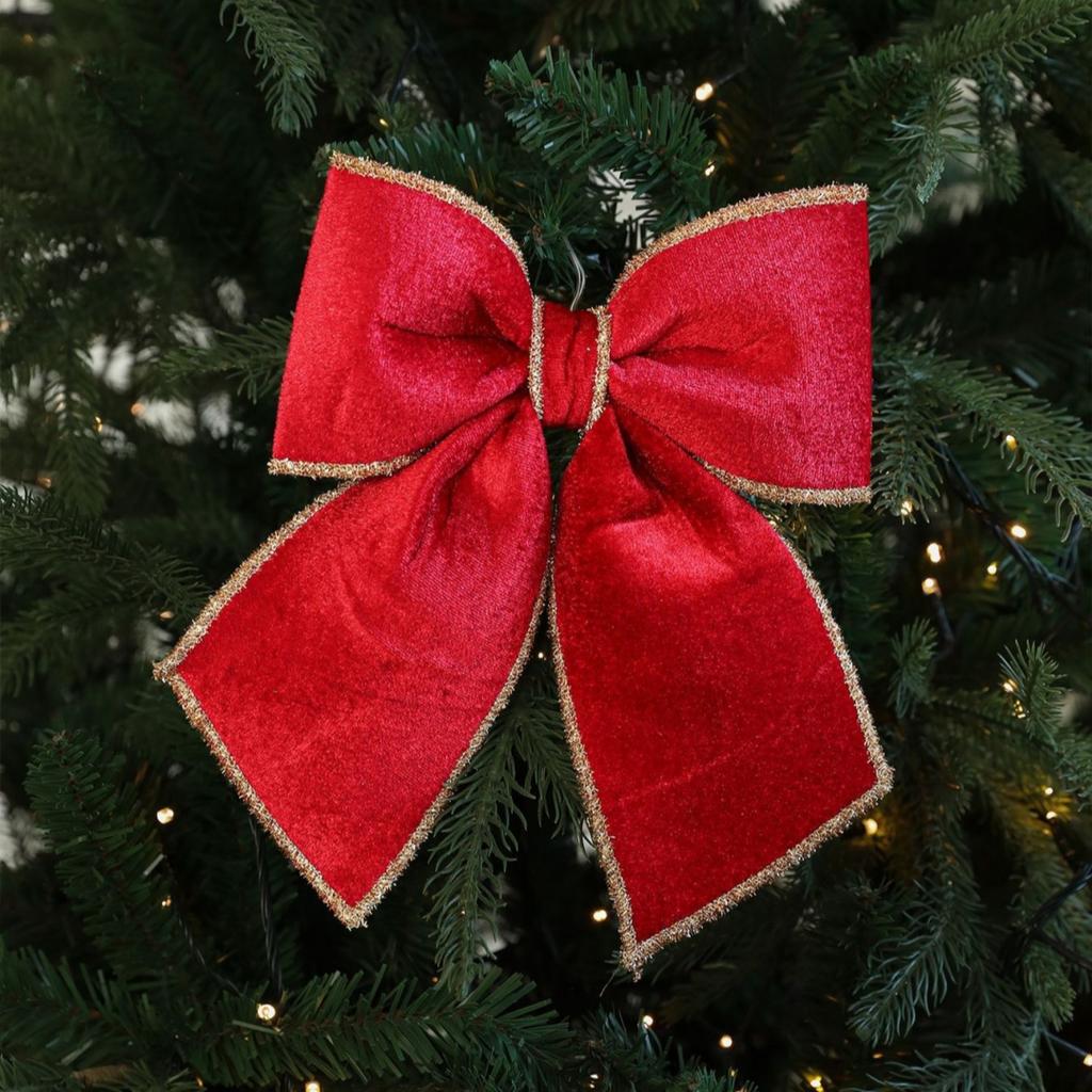 Gold-Edged Christmas Bow Classic Holiday Bow Festive Bow Decoration For Staircases Garlands Mantels