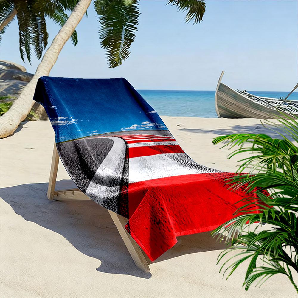 Race Track Red and White Design A must-have beach towel for beach travel