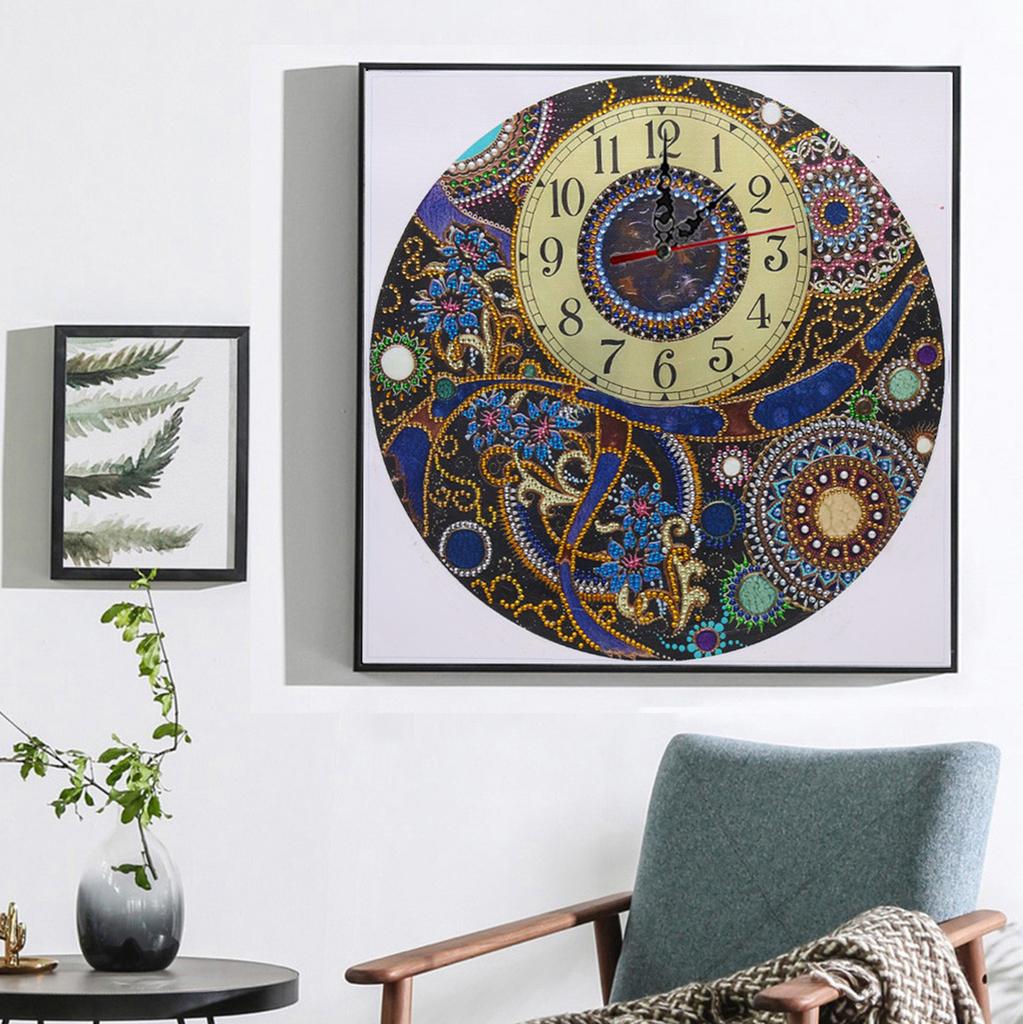 5D Clock Wall Set DIY Painting Room Decor Mandala Patterns Fashionable Clock Design for Home Decoration