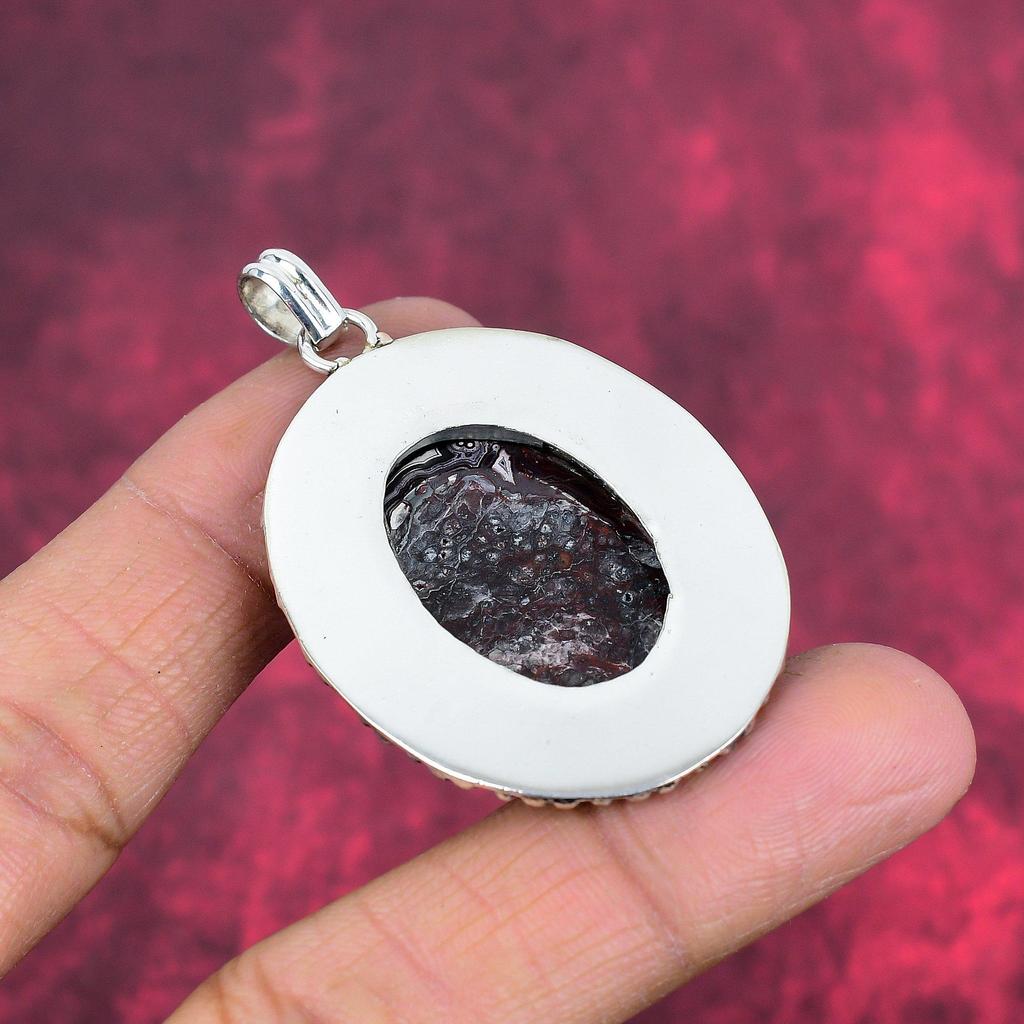 Crazy Lace Achat Edelstein Schmuck, 925 Massiv Sterlingsilber Anhänger, Handgefertigter Anhänger Neuestes Design Schmuck Geschenk für Ehefrau