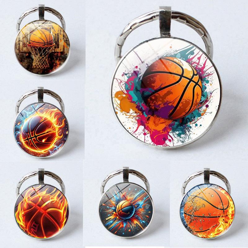 Basketball Layup Lover Keychain - Glass-Embossed Sports Gift