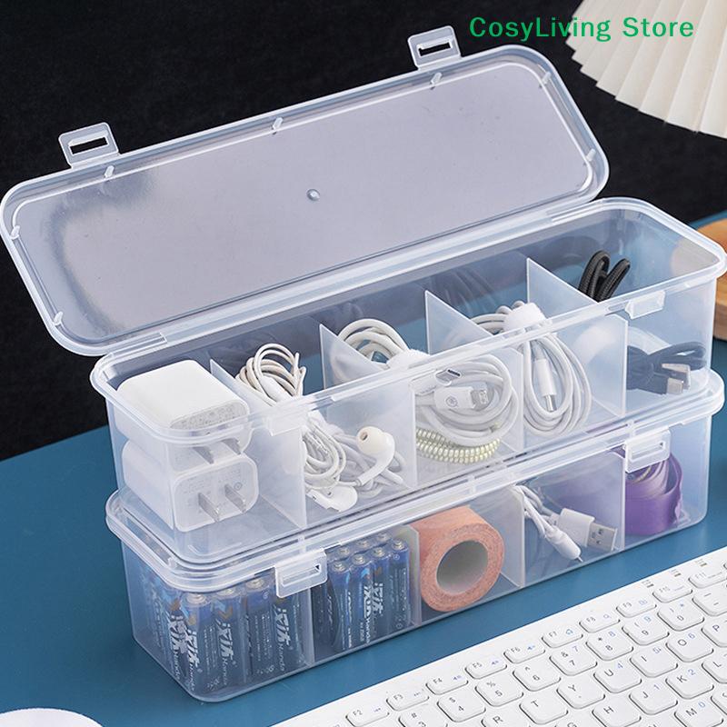 Classification Dustproof Card Organizer With Lid Transparent Data Cable Organizer Case Clutter Collection Box For Office Home
