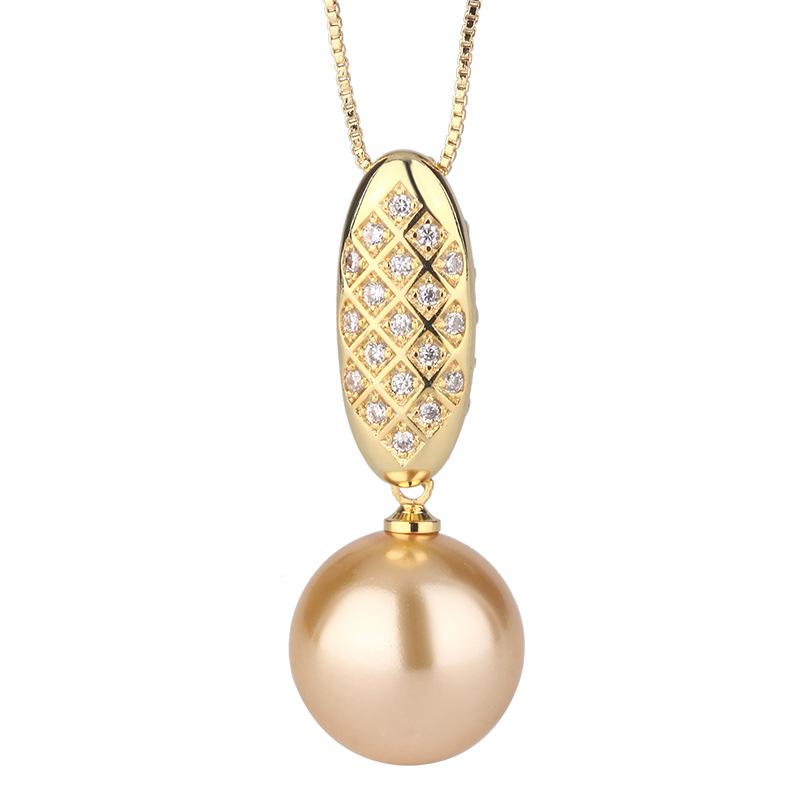 Jewelry Copper Bottom Gold Plated Premium Temperament Pendant Necklace 16Mm