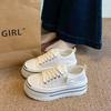 Platform white shoes women's summer new student casual fashion versatile low-top platform heightening canvas shoes women's shoes