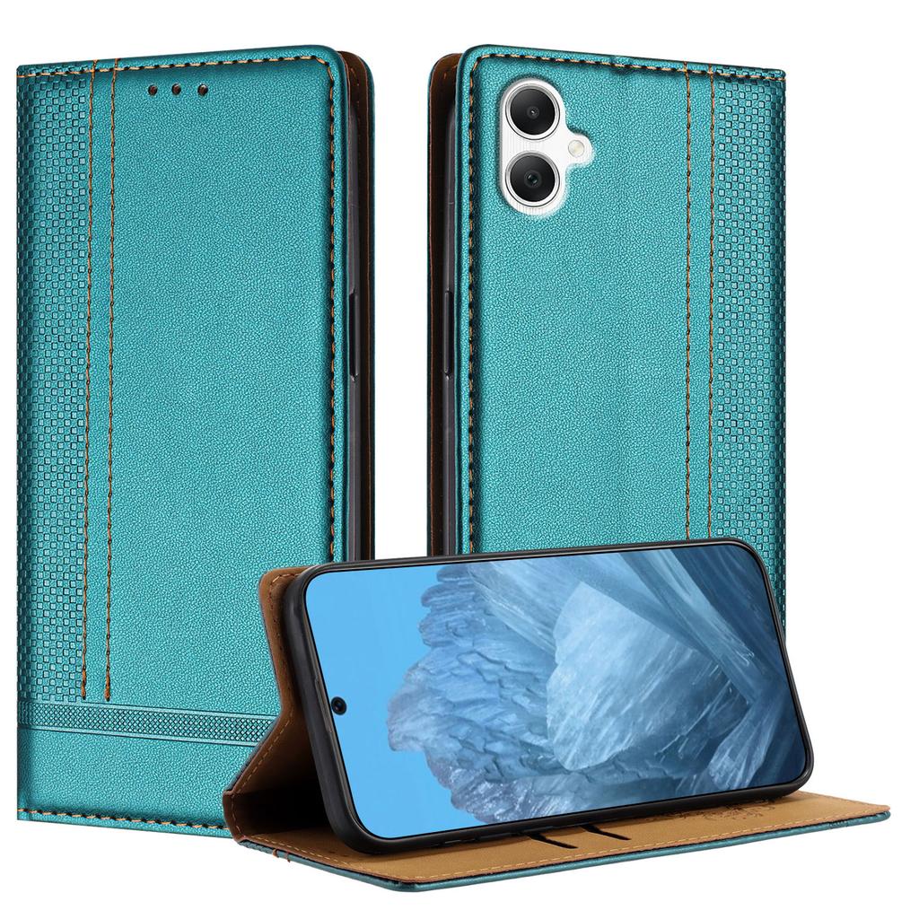 For Samsung Galaxy A07 Case L-Shaped Grid Pattern Leather Stand Phone Cover with Card Slots