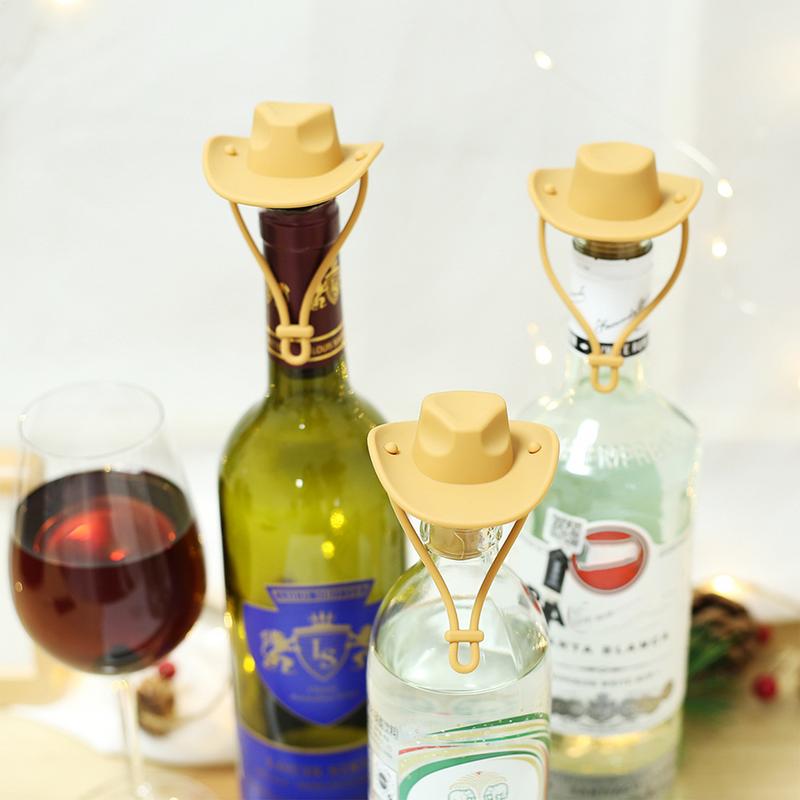 Creative Cowboy Hat Shape Wine Bottle Stopper Reusable Leak Proof Silicone Champagne Bottle Stopper Wine BottleCap For Bar