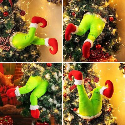 Ozdoba na choinkę pluszowe świąteczne nogi elfa święty mikołaj nogi wisiorek wiszące przenośne miękkie pół ciała Navidad udekoruj prezent wielokrotnego użytku