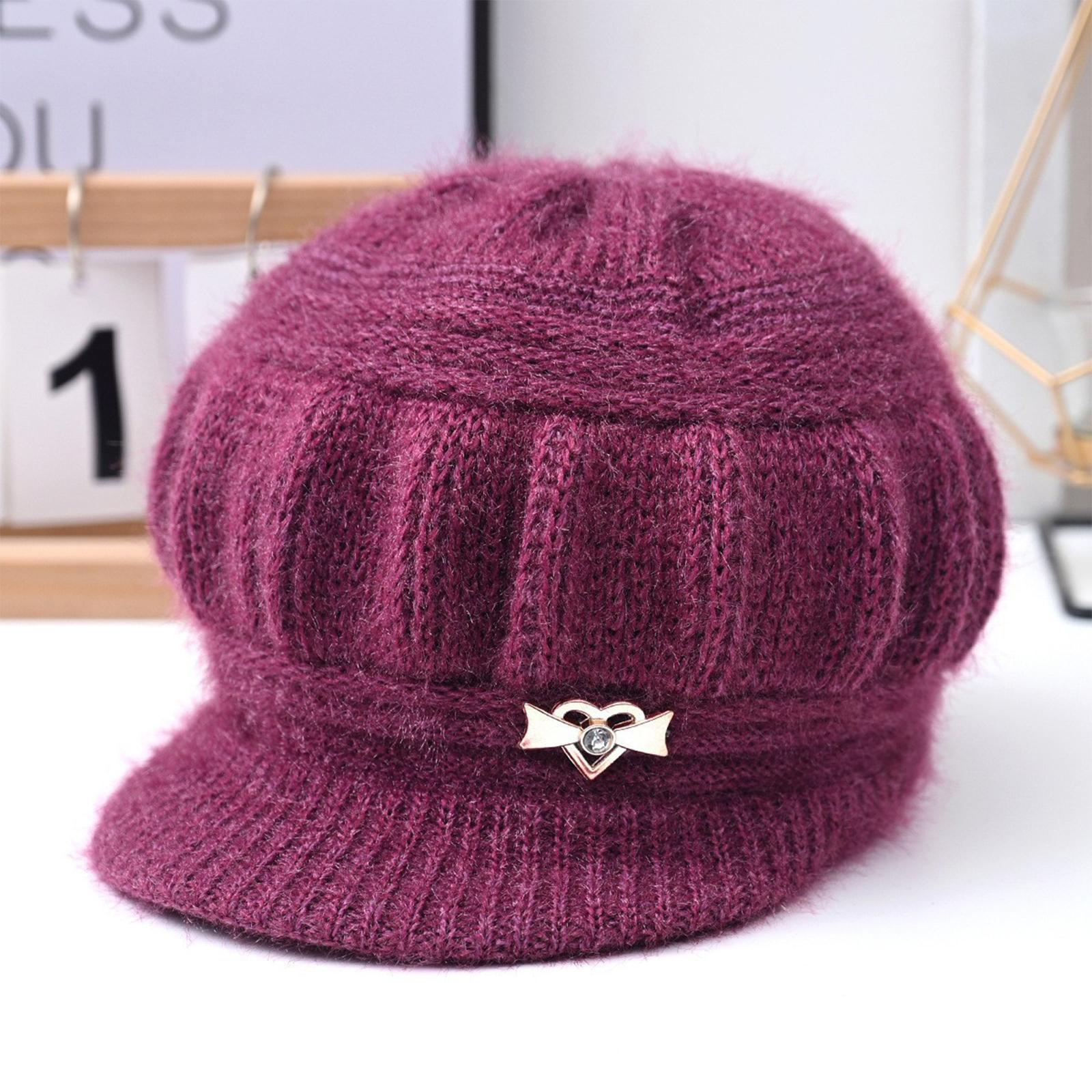 

Ladies Warm Knitted Hat With Thick Velvet One Size