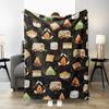 Camping Lovers Retro Forest Print Throw Blanket - Cozy Meaningful Birthday Thanksgiving Gift for Sofa Bed Couch Outdoor