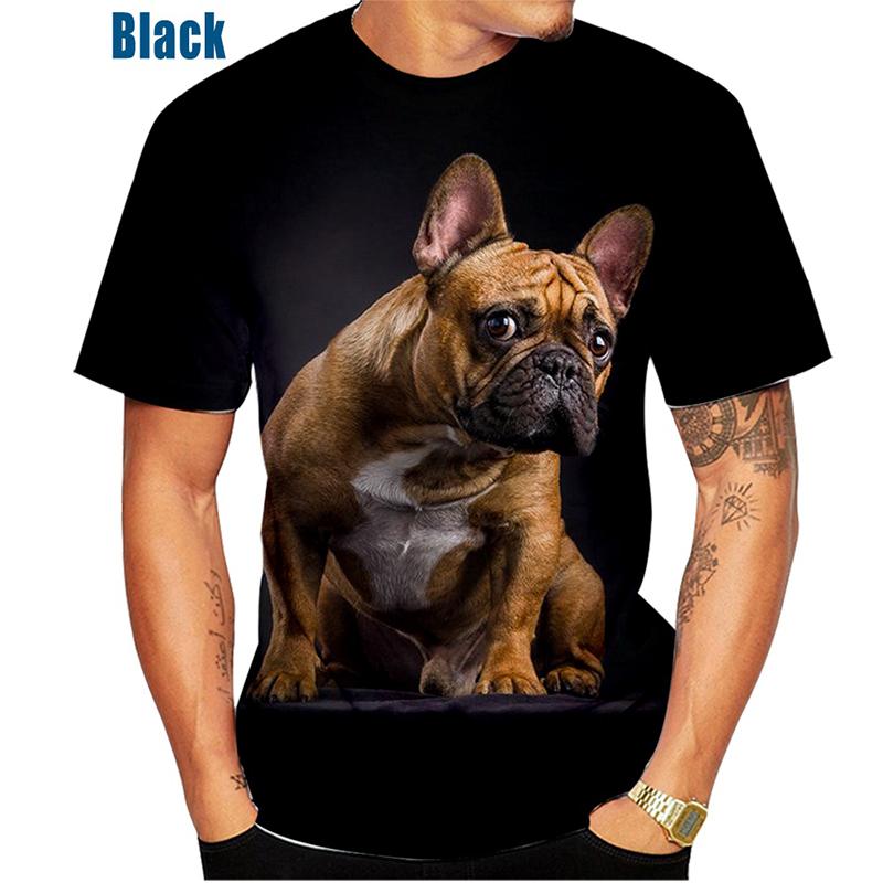 Summer New Fashion Cute French Bulldog Animal 3D Print Men's T-Shirt Casual Stylish Loose Large Size Top XS-6X