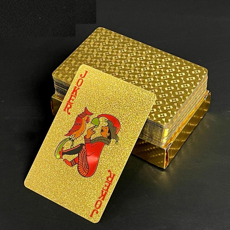

24K Gold Playing Cards Plastic Poker Game Deck Foil Pokers Pack Magic Waterproof Card Gift Collection Game золотистый