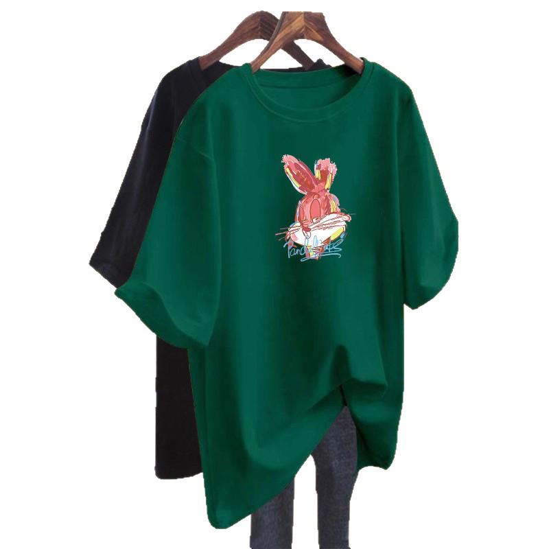 2026 Women's Cartoon Round Neck Short Sleeve Loose Plus Size Pure Cotton Summer T-shirt