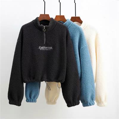 Thickened Lambskin Autumn and Winter Fashion 2024 Women's Sweatshirt Plus Velvet Loose Top