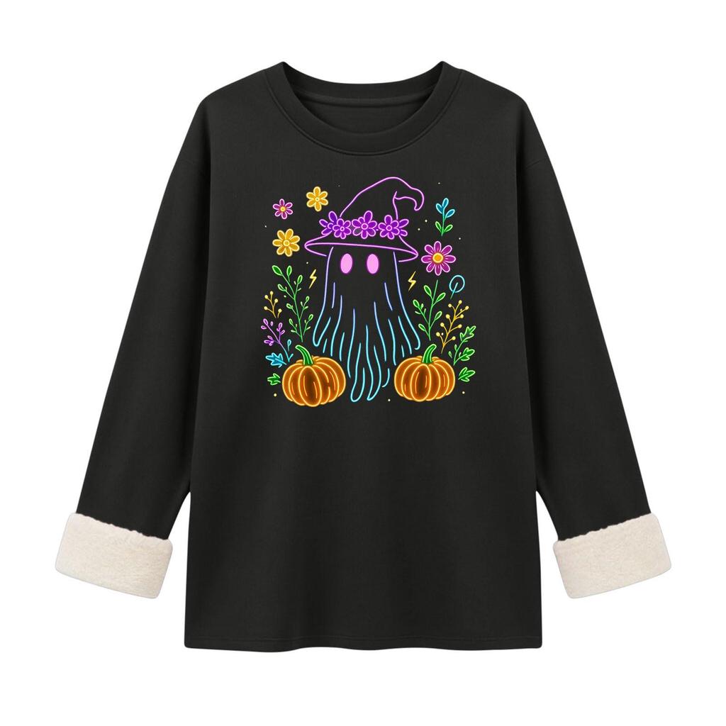 Women's Sweatshirt Halloween Print Round Neck Long Sleeve Casual Winter Top