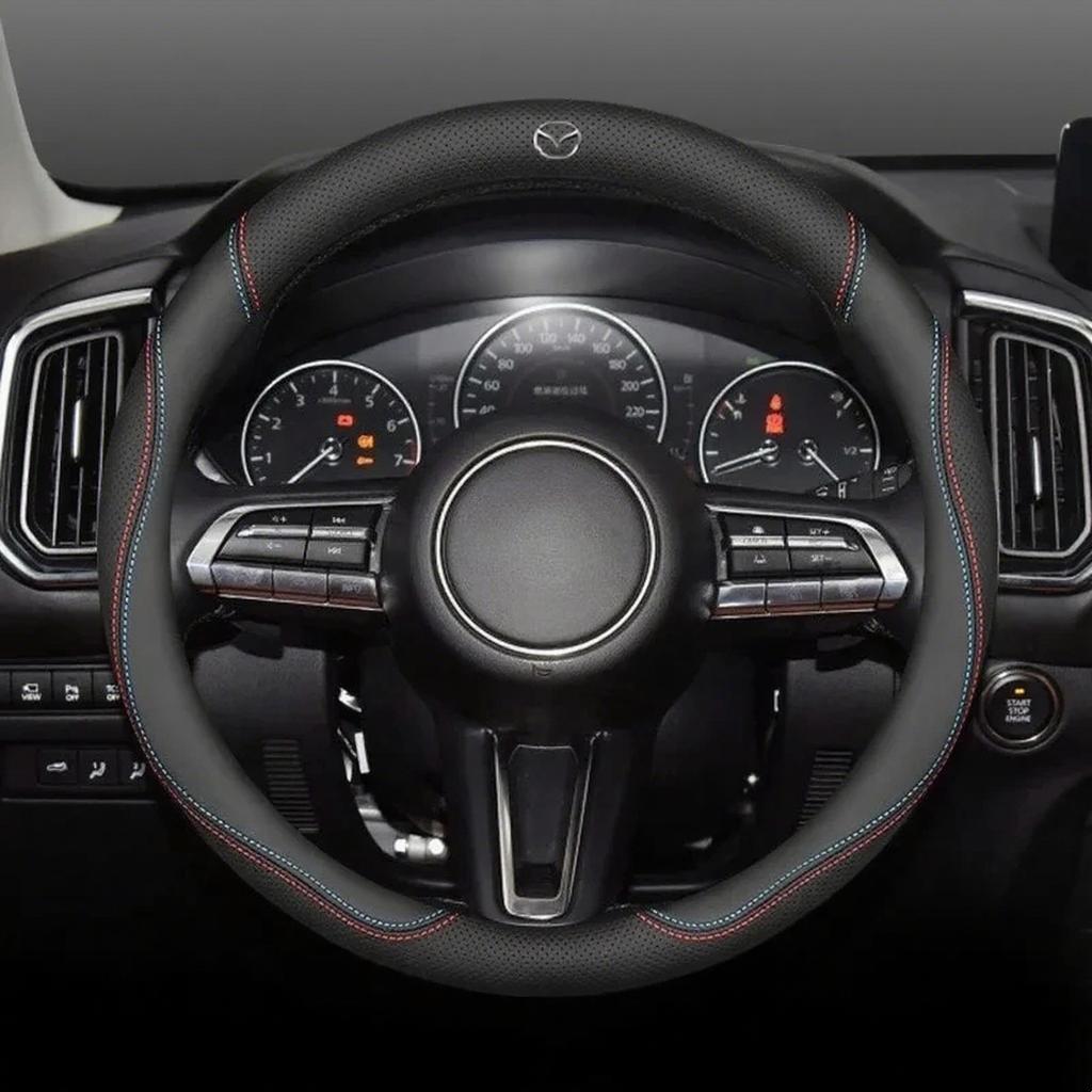 For Mazda 3 5 6 SKYACTIV Axela Atenza CX30 CX50 CX5 CX7 CX8 CX9 MX5 RX8 BT50 Suede Leather Car Steering Wheel Cover Accessories