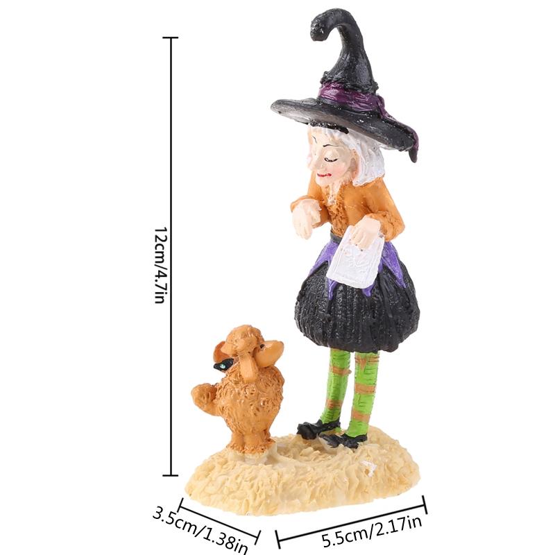 Halloween Gift Witch Toy Miniature Resin Garden Statue Desktop Art Crafts X3UC
