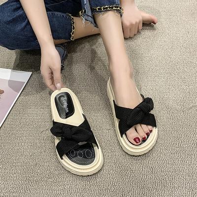 French Flat-bottomed Slippers Women's Outer Wear Students Summer 2025 New Fashion Go Out Thick-bottomed Seaside Beach One-word Drag